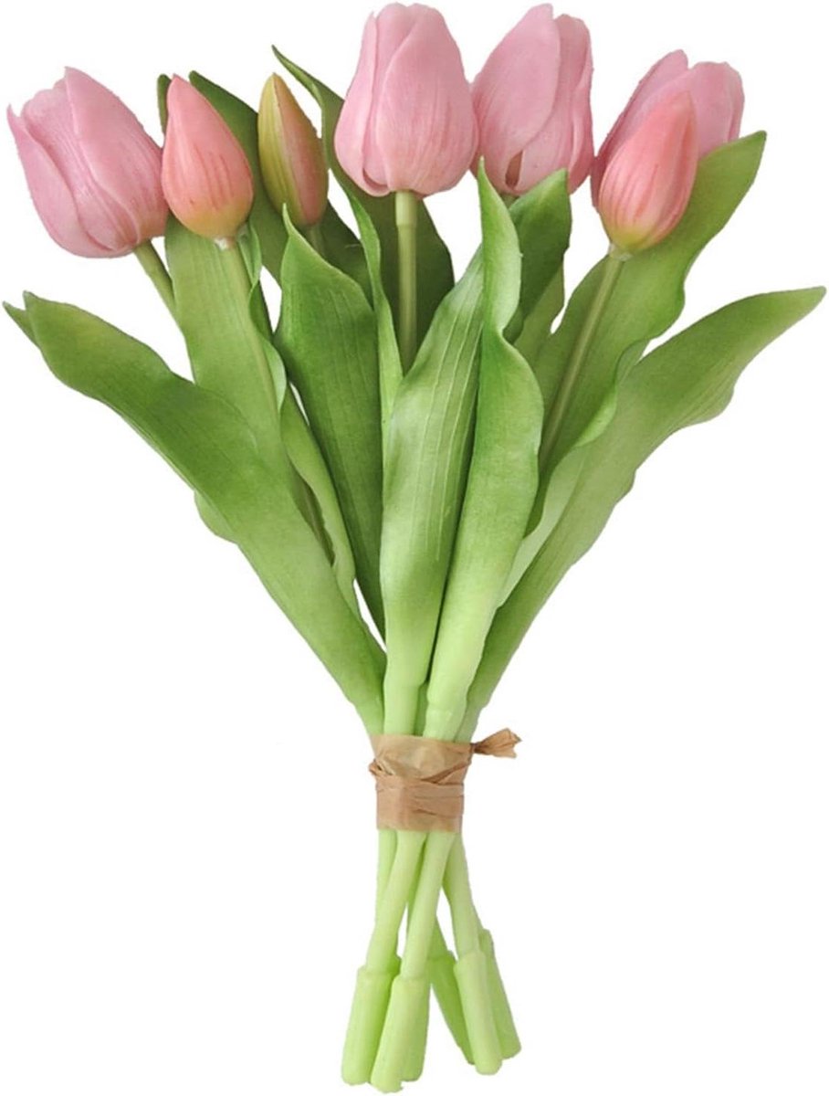 Kunsttulpen Boeket - Nep Bloemen - Woondecoratie - Nooit Verwelkend - 7 Stuks - Roze