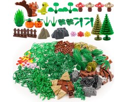SnelShoppen - BroTex Assortiment Bouwblokken Speelgoed voor Kinderen, Botanische Accessoires met Dieren, Planten, Bomen en Hekken, Compatibel met Grot
