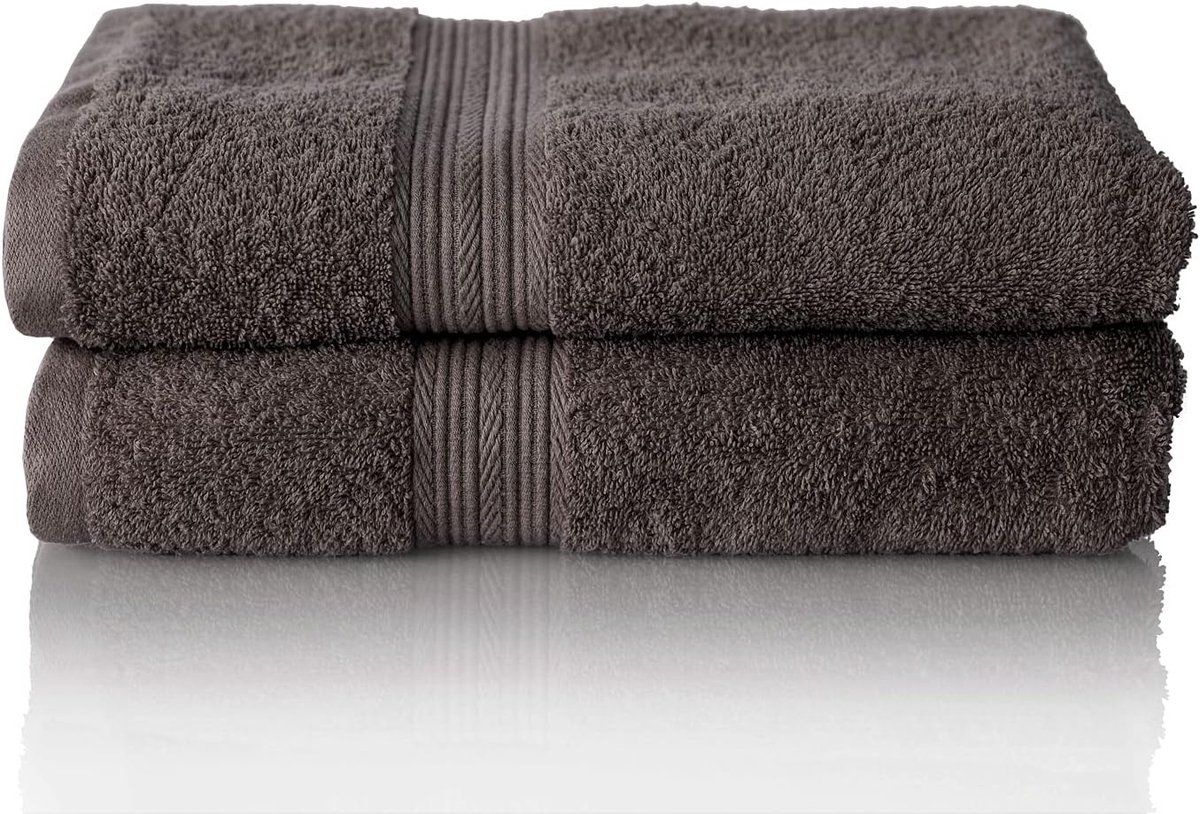 SnelShoppen - ALCLEAR Comfort Handdoeken Set 2x Badhanddoeken 70x140 cm in Antraciet, 100% Ökotex Katoen, Ultra Absorberend, Voor Badkamer, Sport en R