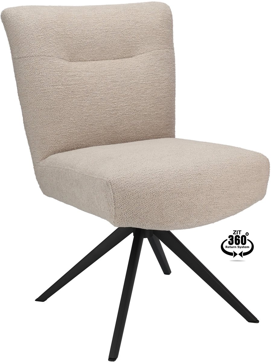 Icon Living - Stoel Molly Stof Gear Natural Leg Black 360° Return-system