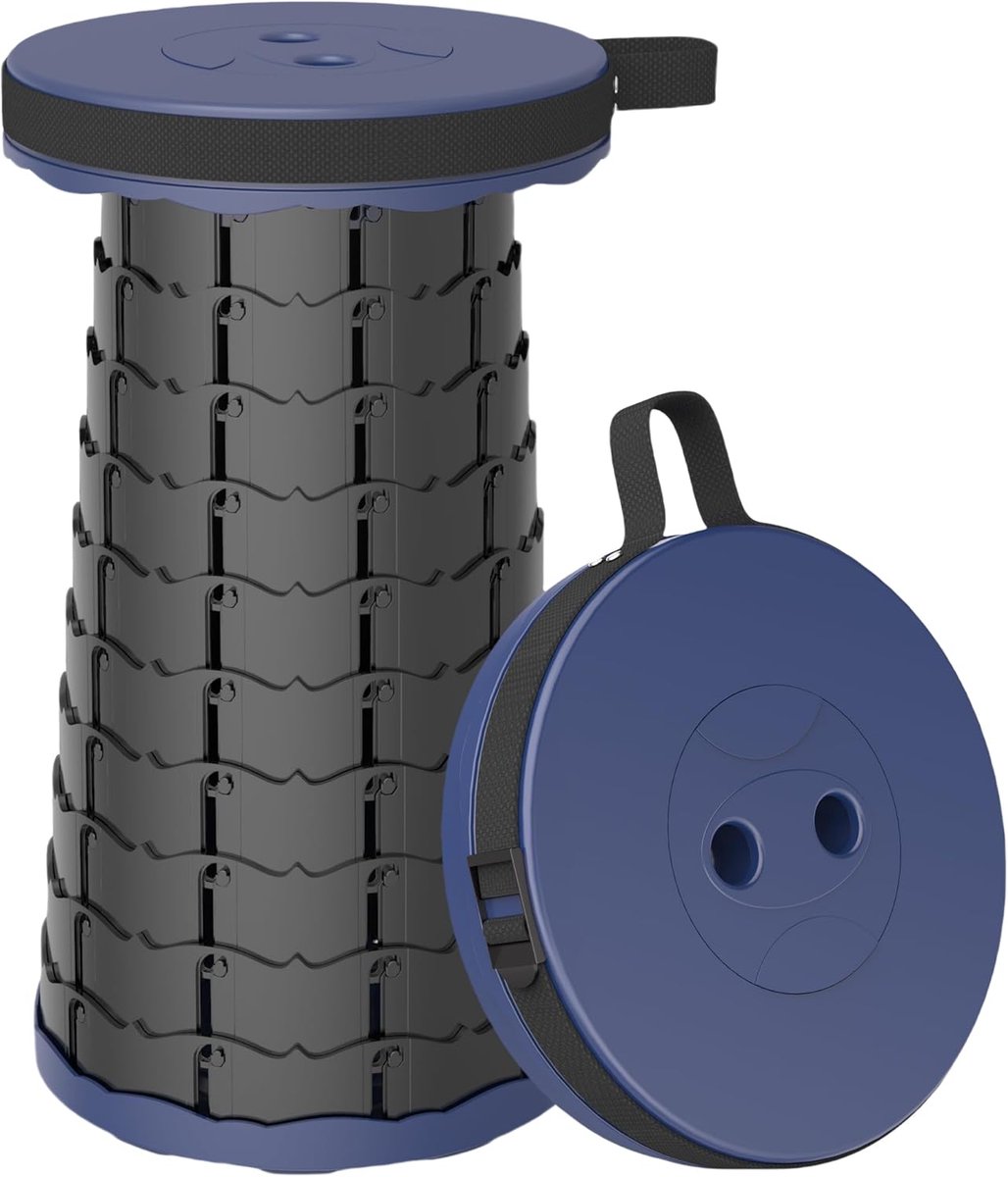 Thijox - Telescopische Camping Kruk Draagbare Vouwkruk Lichtgewicht voor Outdoor Vissen Wandelen BBQ Indoor met Kussen & Karabijnhaak Max Belasting 44