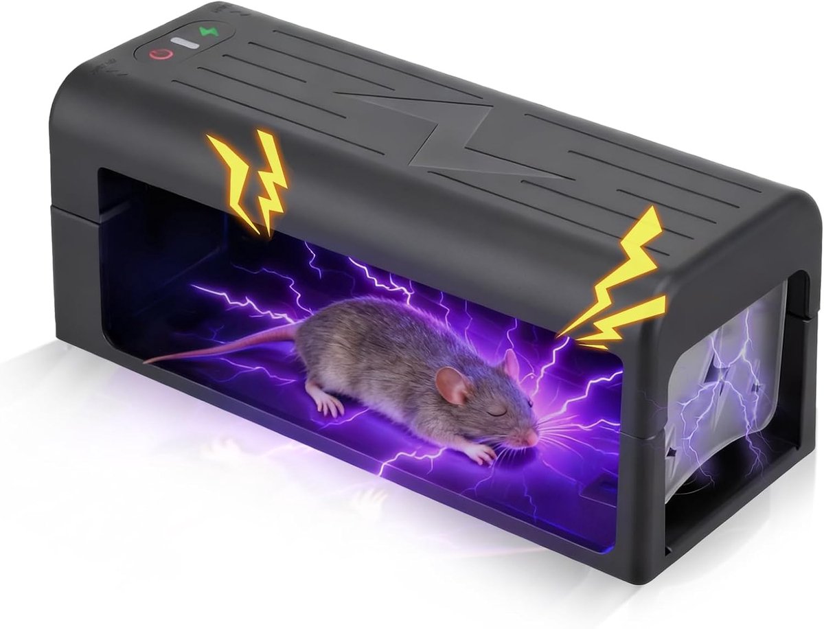 SnelShoppen - Elektrische Muizenval 3000V - Dodelijke Hoogspanning, Dierenvriendelijk, Herbruikbaar, Voor Binnengebruik, Ideaal Voor Keuken en Huishou