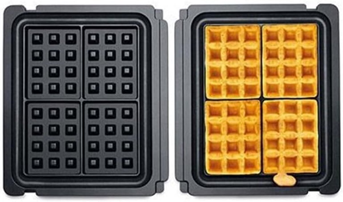 SnelShoppen - Wafelplaten voor Wafelmaker - No-mess Design - Antiaanbaklaag - Gemakkelijk Schoon te Maken - Geschikt voor BBQ & Grill - Zwart