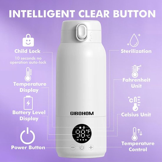 SnelShoppen - Portable Baby Bottle Warmer - 500ml Grote Capaciteit, Snelle Verwarming en Snelladen met USB Type-C Kabel voor Thuis en Reizen — afbeelding 4