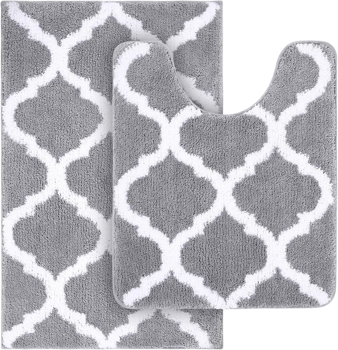 SnelShoppen - 2 Delige Microfiber Badkamer Tapijt Set - Shaggy Badmat en U Vorm Toilet Tapijt - Machinewasbaar, Antislip, Absorberend - Luxe Badkamer