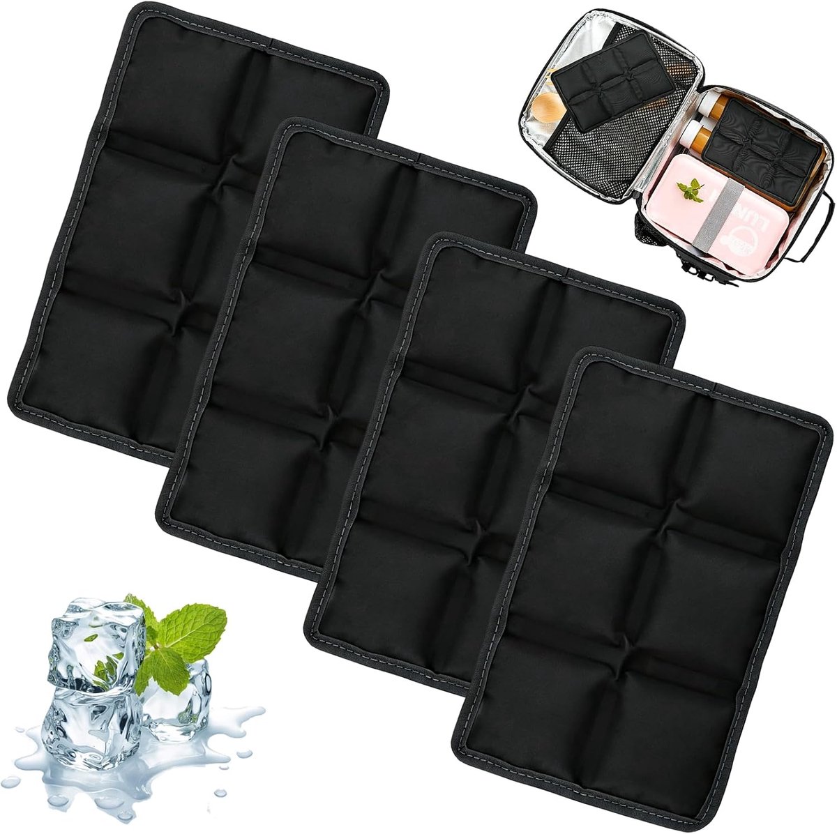 SnelShoppen - 4 stuks koelaccu's voor koeltas, herbruikbare koelpacks, gel koelpads voor lunch, camping, school, kantoor, picknick (15 x 10 cm)