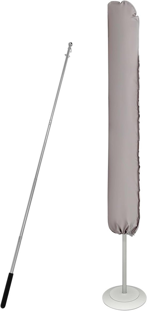 SnelShoppen - Beschermhoes voor 300 cm Parasol met Rits en Montagebuis - 175x30.5/36.5 cm, Waterdicht, Winddicht, UV-bestendig - Groen/Taupe
