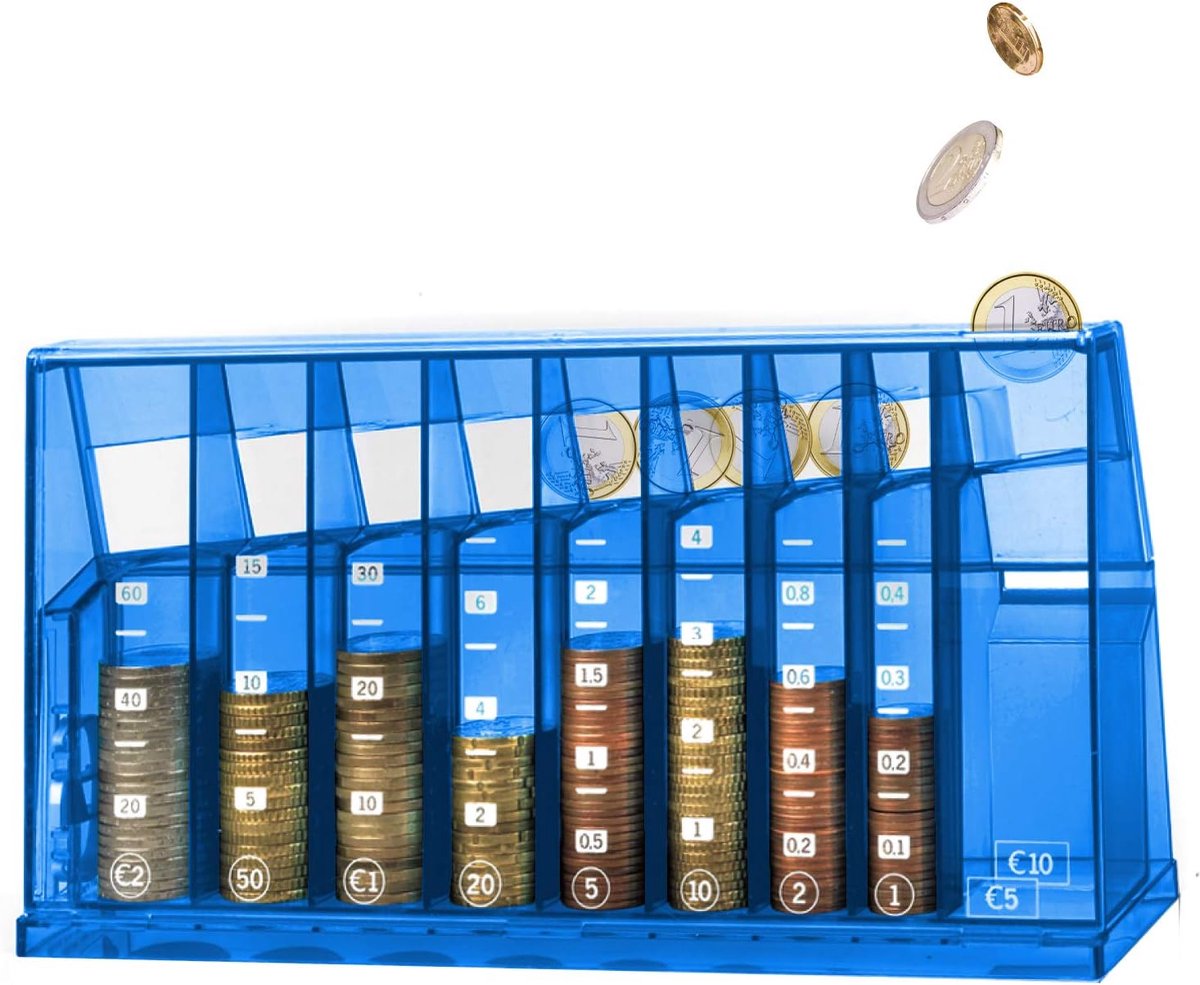 SnelShoppen - ECB Muntenteller, EURO Spaarpot voor Kantoor en Kinderkamer, Gift voor Volwassenen en Kinderen, Gemaakt van Gerecycled Materiaal, Lockab