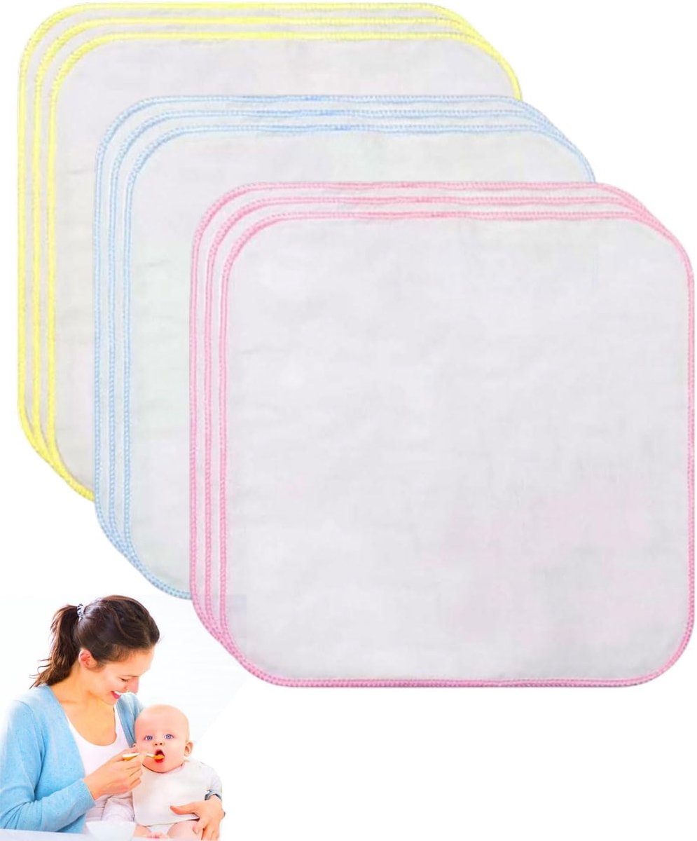 SnelShoppen - 10 stuks bio katoenen flanel washandjes baby - Zacht, huidvriendelijk en duurzaam alternatief voor vochtige doekjes - 21x21 cm - Wit