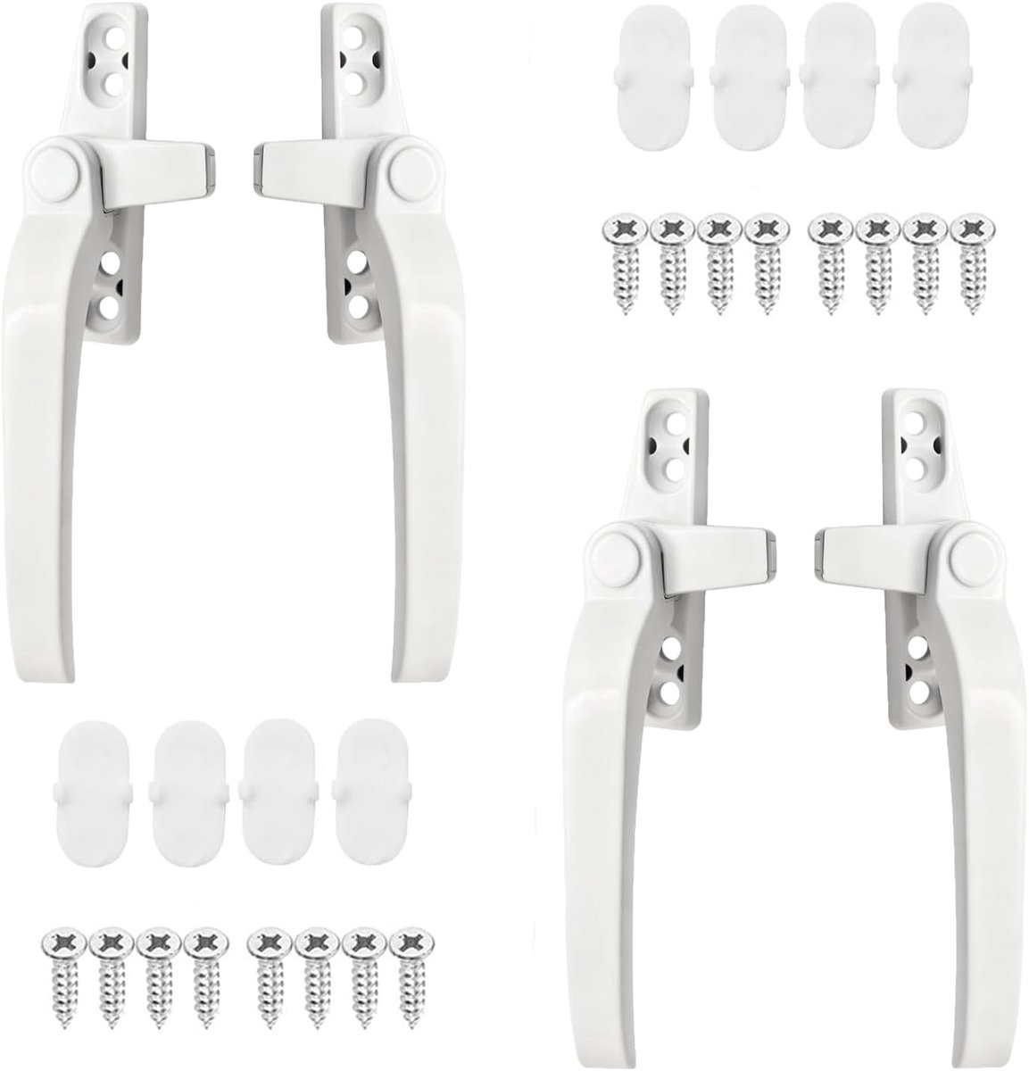 SnelShoppen - Lockable Window Handles Set van 4, Wit, Aluminium, Links/Rechts, Veiligheidsbeslag voor UPVC Ramen en Schuifdeuren met Kindveilige Slotf