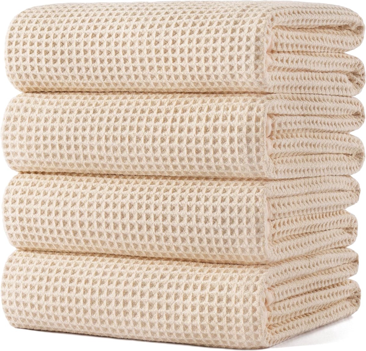 SnelShoppen - Microfiber Badhanddoeken Extra Groot 4-Pack 152x76cm Sneldrogend Lintvrij Wafelstructuur voor Thuis, Camping, Sport en Zwemmen
