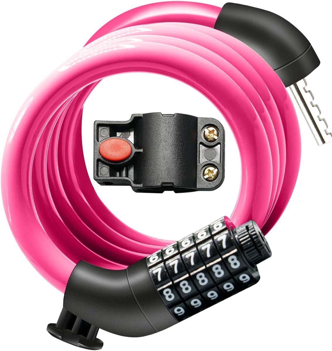 SnelShoppen - Fietsslot Kabel met Combinatie, Hoog Beveiligd 5-cijferig Instelbaar Fietsslot Antidiefstal, Scooter Slot met Bevestigingsbeugel voor Fi