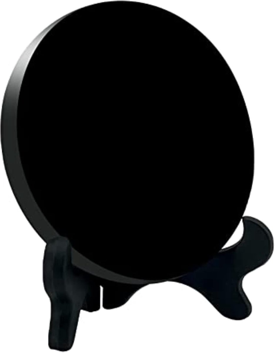 SnelShoppen - Black Obsidian Spiegel, 8 cm Rond, Gepolijst, Frameloos, Wanddecoratie, Divinatie, Energie Versterking, Uniek Geschenk