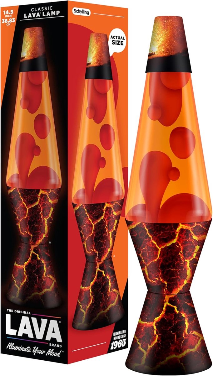 SnelShoppen - LAVA Motion Lamp 14.5 Inch - Decoratieve Lamp met Rood Was en Oranje Vloeistof - Voor Sfeervolle Verlichting in Woonkamer, Kinderkamer,