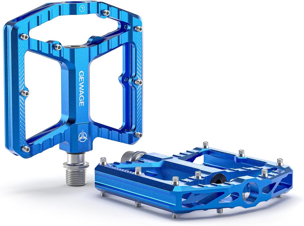 SnelShoppen - MTB Pedalen CNC Aluminium, Antislip 16 Pin, Grote Stand, Naaldlager + 638 KogelLagertjes, Geanodiseerd, Voor Mountainbike en Gravelbike