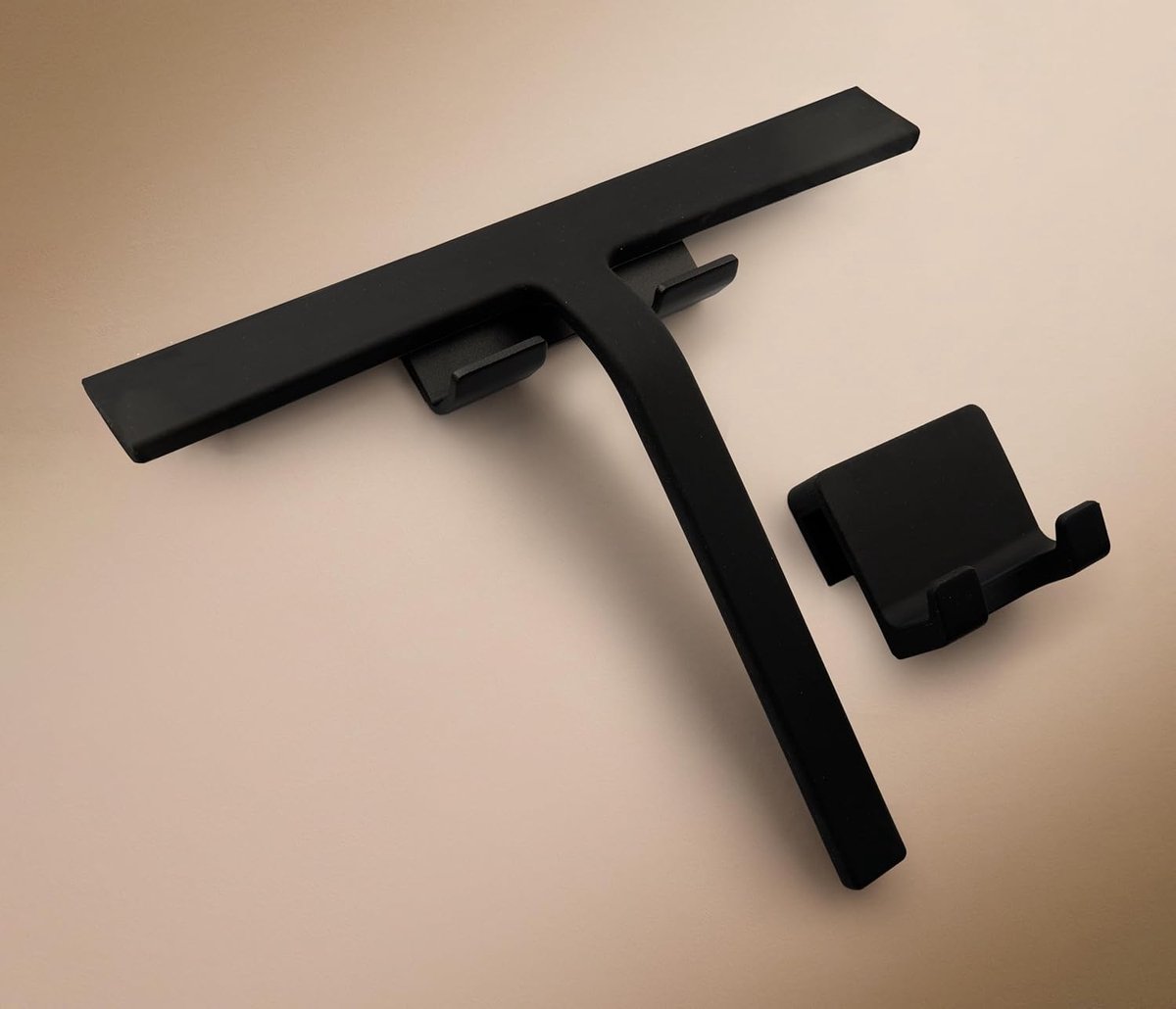 SnelShoppen - Design Shower Wiper - Silicone Water Wiper - Modern Badkamer Accessoire - Zwart of Wit - 28 cm - Inclusief Drie Vrijstaande Houders - El