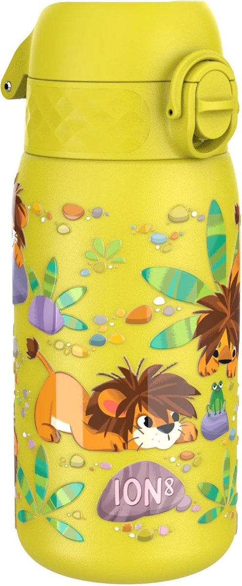 Thijox - Lichtgewicht Stalen Kinderwaterfles 400 ml, Lekvrij, Makkelijk te Openen, Veilige Vergrendeling, Vaatwasserbestendig, Flipdop, Draaggreep, Du