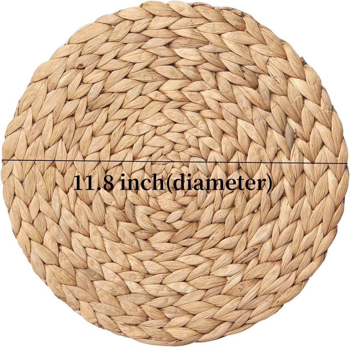 SnelShoppen - 6 Stuks Ronde Wicker Placemat Set, Handgeweven Riet Placemats van Natuurlijke Waterhyacint, 30 cm, Perfect voor Eettafel, Feesten, Keuke