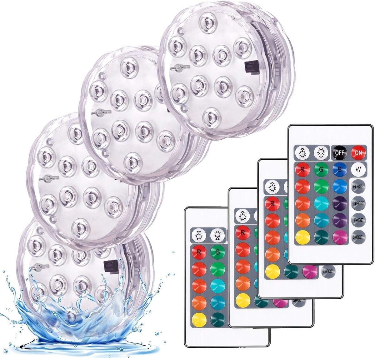 SnelShoppen - Submersible LED Lichten - Multicolor RGB 10 LED Lampen - Waterdichte Onderwaterverlichting voor Vaas, Aquarium, Tuin, Feestdecoratie