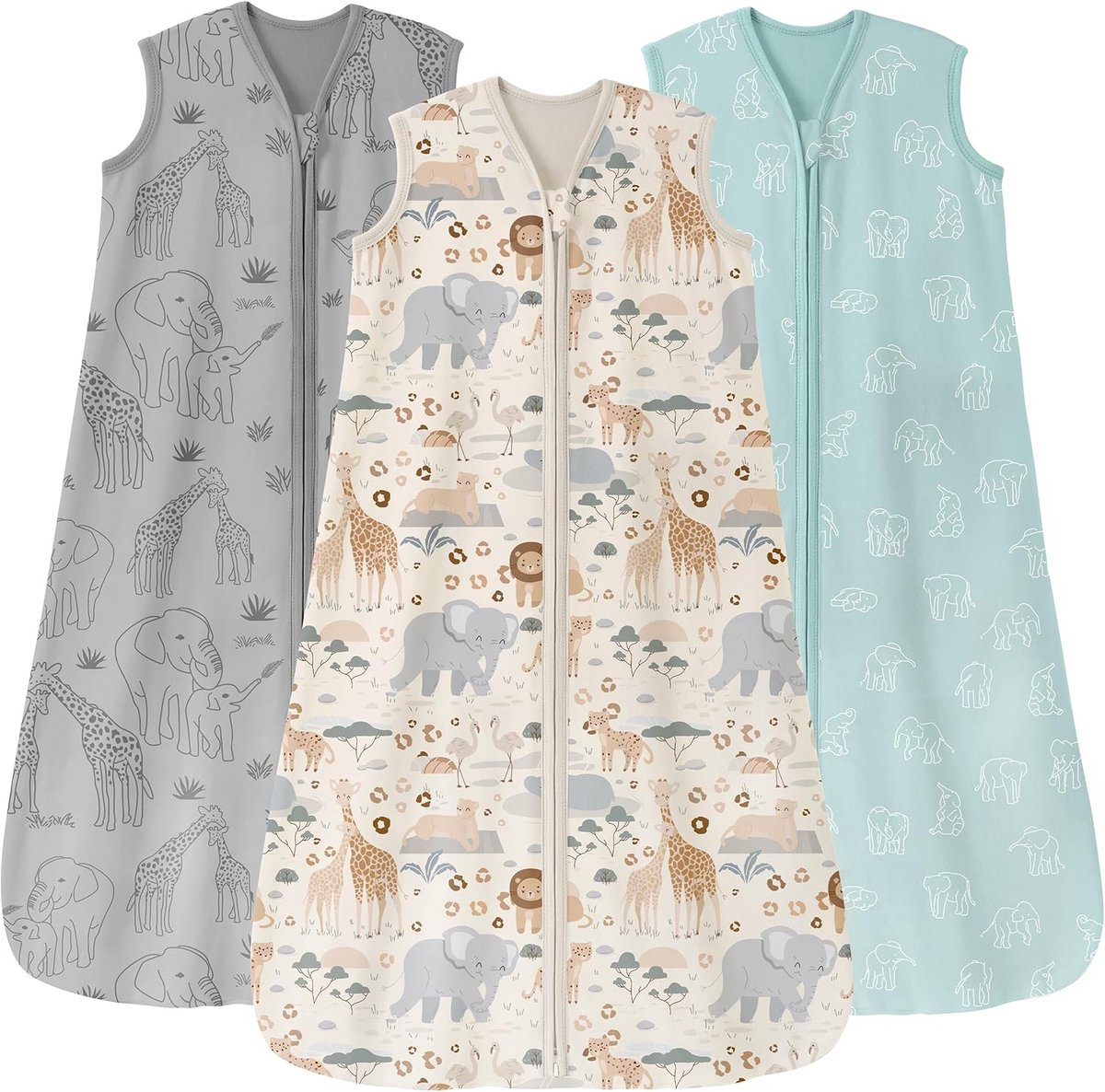 SnelShoppen - Baby Slaapzak 0.5 Tog 12-18 Maanden Zomer Slaapzak 3-Pack 100% Katoen Baby Slaapzak Portable Dekentje voor Nieuwborn Peuter Apricot Grij