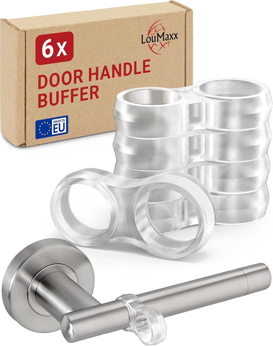 SnelShoppen - LouMaxx Deurhendel Buffer - Dubbele Deurhendel Stopper - Transparante Bescherming voor Deuren en Ramen - Makkelijk te Installeren zonder