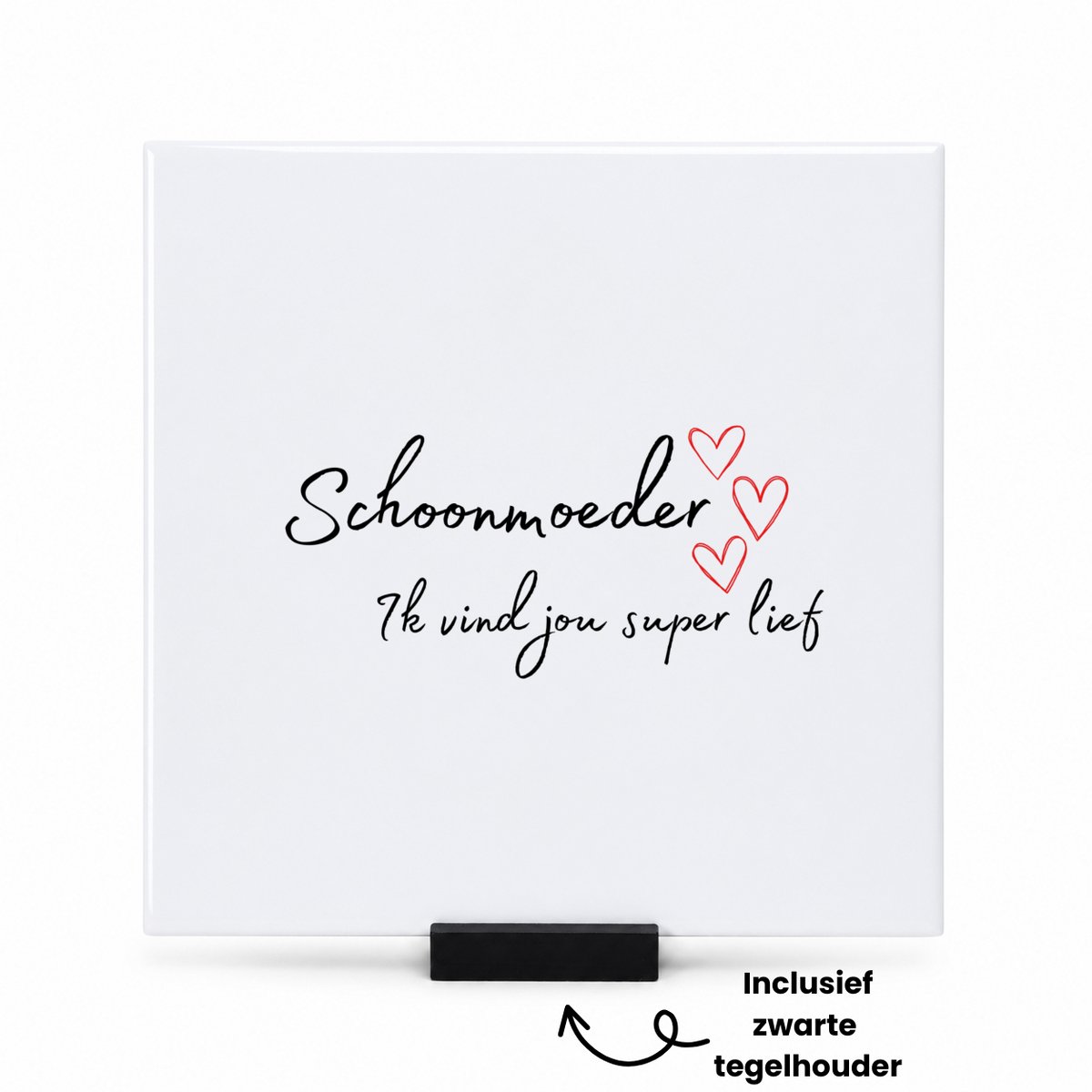 Hacebo schoonmoeder ik vind jou super lief tegeltje met tegelhouder - Mama - de liefste schoonmoeder - tegeltjes met tekst - Moeder cadeautjes - moederdag - verjaardag - geschenk - kado - spreuktegels - 15x15 CM Wit