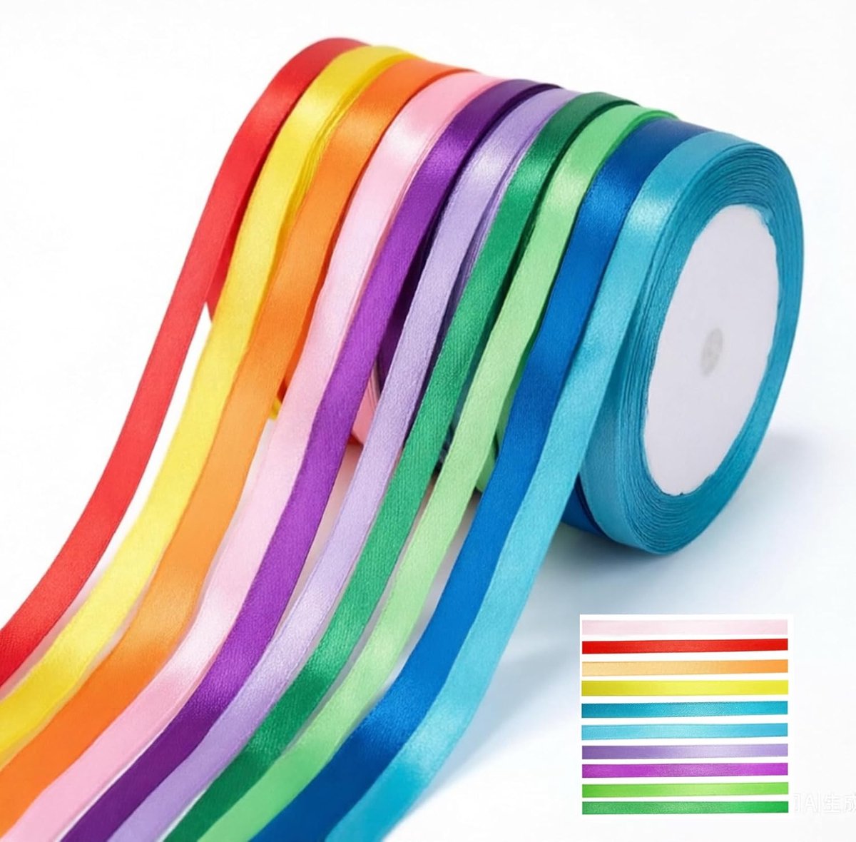 SnelShoppen - 10 Stuks Satin Ribbons 6mm x 23m - 10 Kleuren voor Cadeauverpakking, Bruiloft Decoratie, Kerst, Creatieve Hobby's en Feestversiering