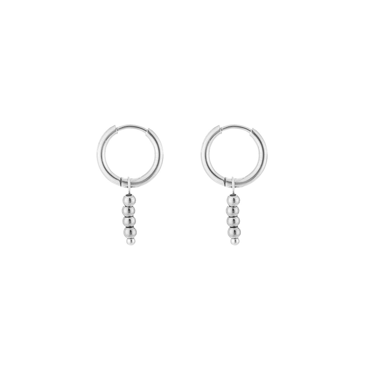 Stainless Steel Dots Oorringen – Minimalistische & Trendy Oorringen met Bolletjeshanger - RVS - Zilver