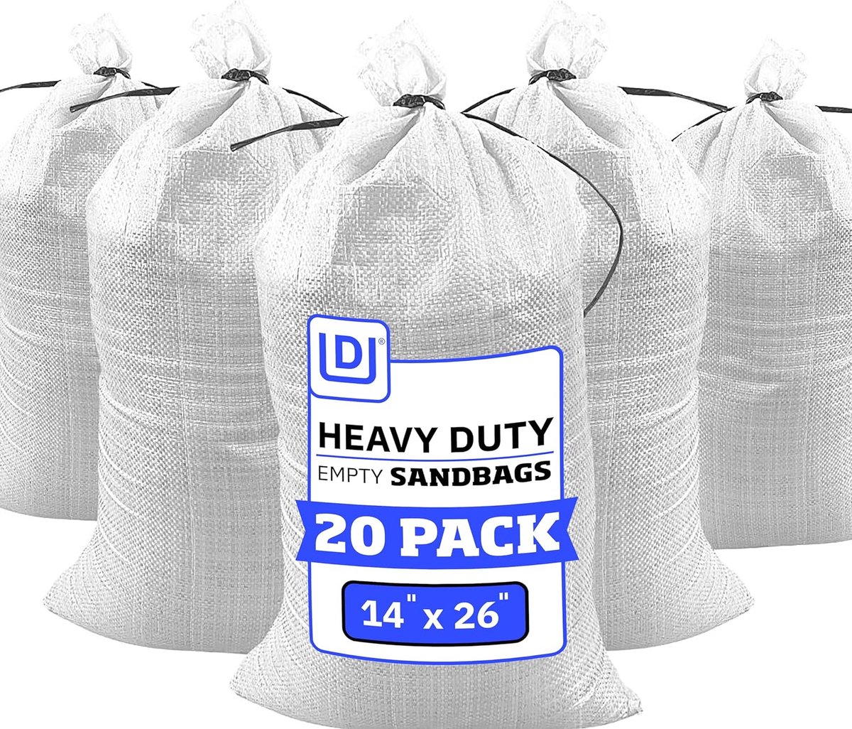 SnelShoppen - Heavy Duty Sandbags 20 Stuks Lege Polypropyleen Zandzakken met 1600 Uur UV Bescherming 14x26 Inch Wit - Ideaal voor Overstromingen en St