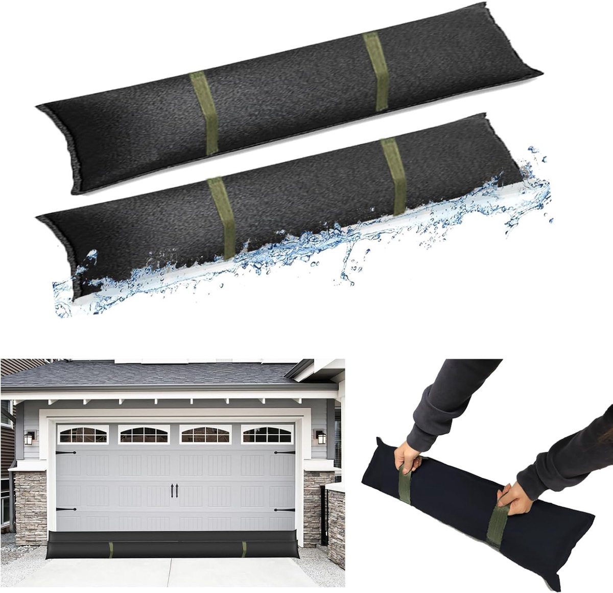 SnelShoppen - Zandzakken 6 Stuks 150x20 cm Waterabsorberend, Bescherming Tegen Overstromingen, Waterbarrière voor Deuren, Garagedeur, Kelder en Raam,