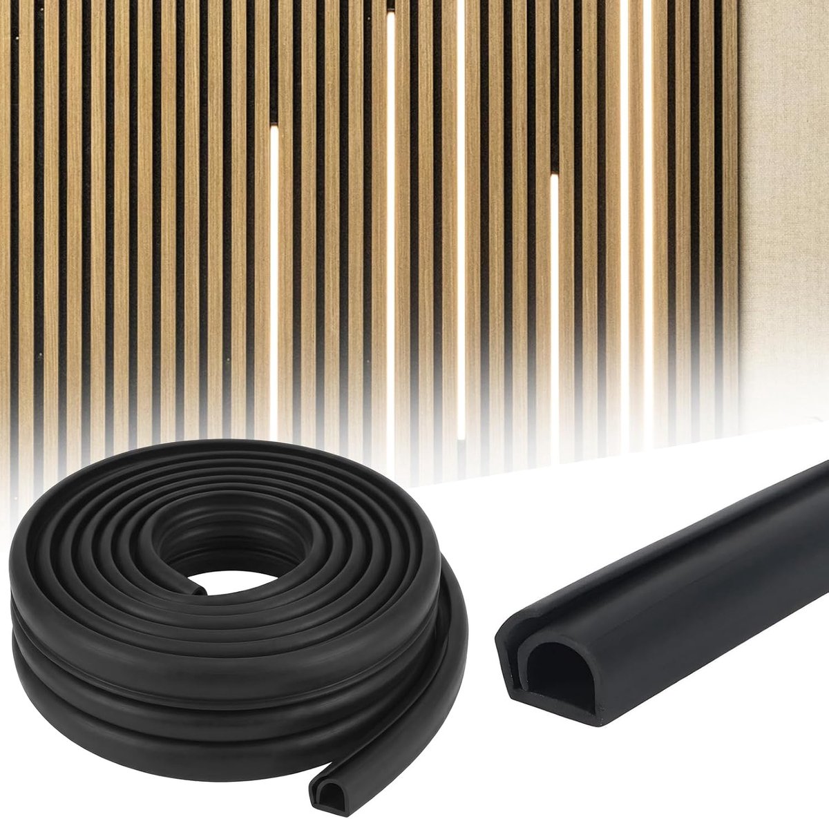 SnelShoppen - LOMUG Kabelgoot voor Akoestische Panelen - Flexibele Kabelafdekking 12 mm Breed - Halfronde Kabelgoot - Zwart - 3 Meter - Voor Muur en V