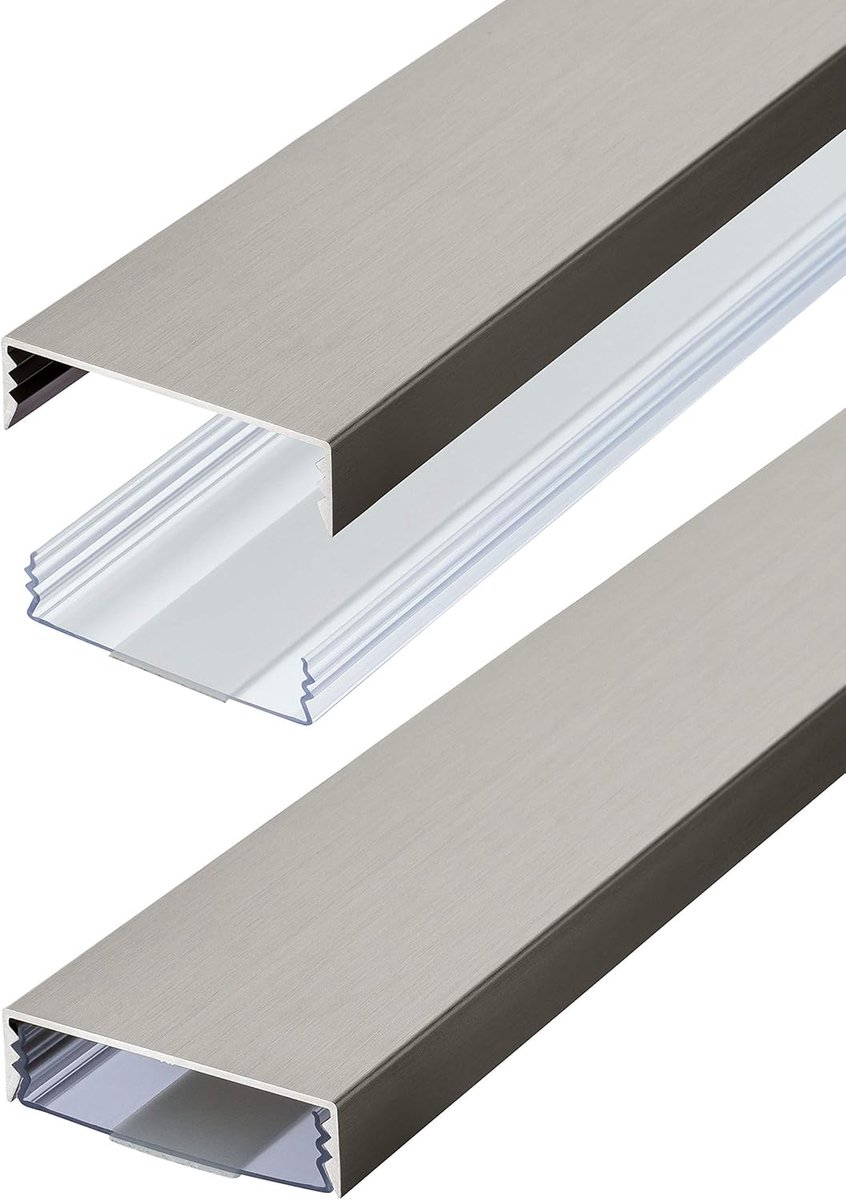 SnelShoppen - Flat Design Kabelgoot Aluminium Zelfklevend 50mm x 15mm Rvs Afwerking - Kabelbuis Duct 20cm Modern & Praktisch