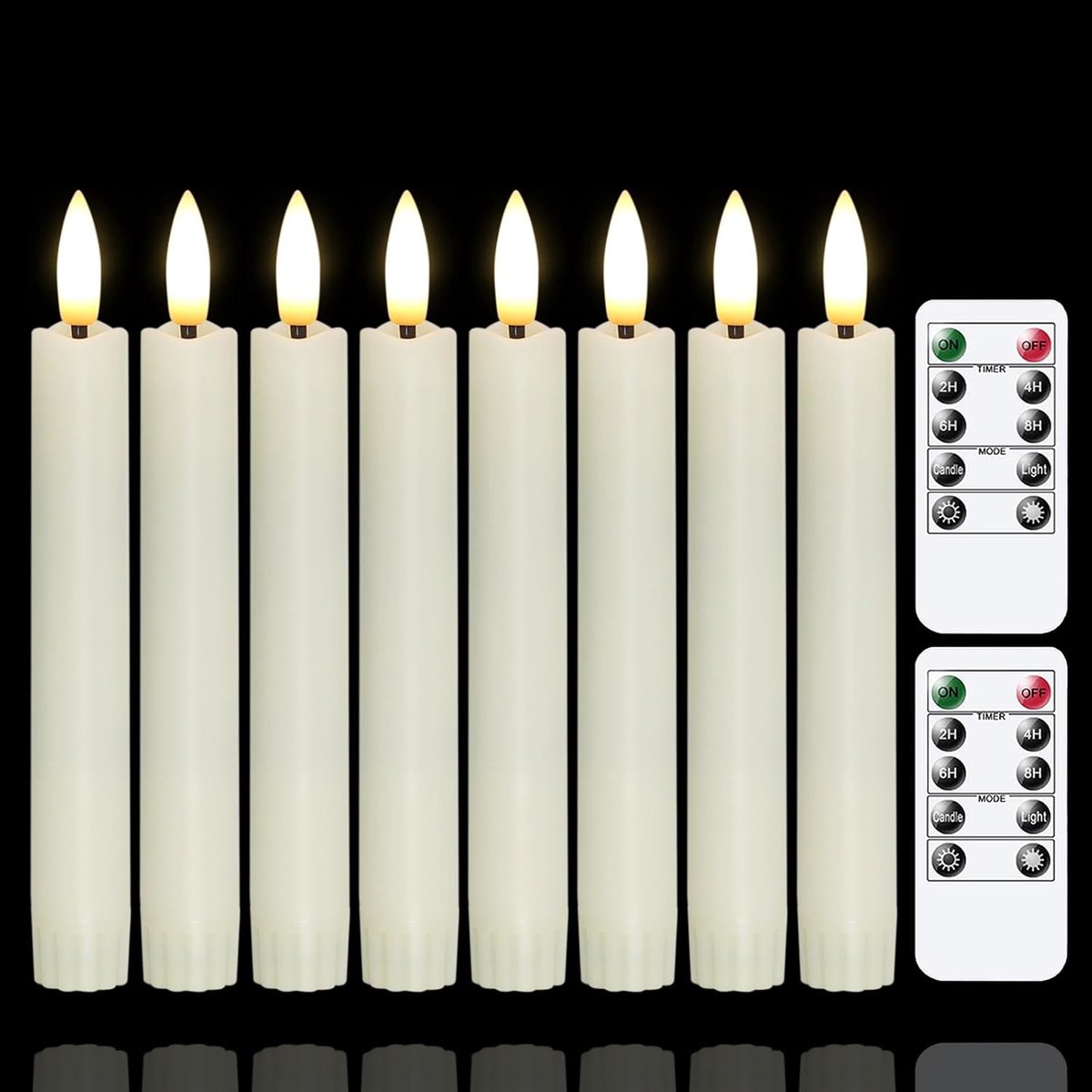 SnelShoppen - 8-Pack 16cm LED Kaarsen met Afstandsbediening - Flameless Flickering Elektra - Ivoor - Perfect voor Feest, Woonkamer, Tuin en Decoratie