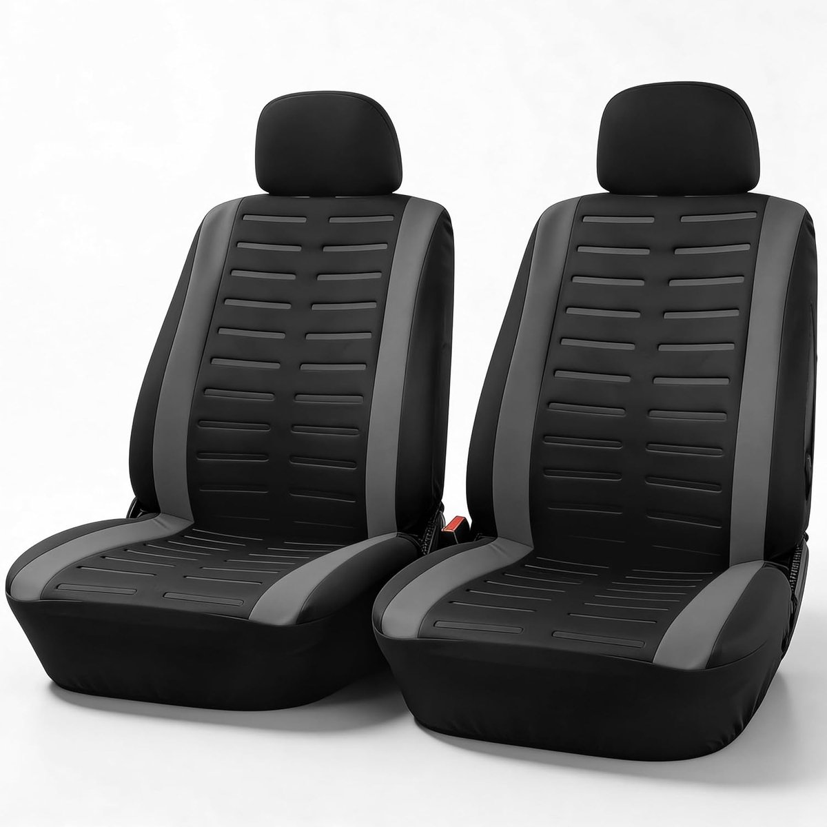 SnelShoppen - Auto Stoelhoezen Set Voor Voorstoelen | Universele Zwart Grijze Autostoelhoezen | Bescherming en Stijl | Hoogwaardige Kwaliteit