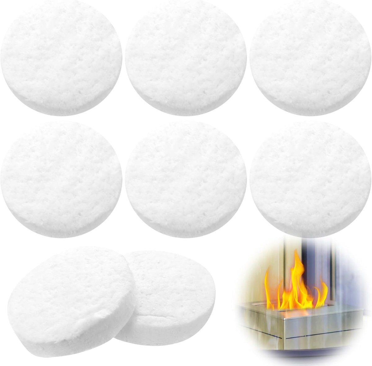 SnelShoppen - 6 Stuks Ceramisch Wol voor Bio-ethanol Tafelhaard, Geschikt voor Gel Tafelhaard, Vuurplaats, Recyclebaar en Vlamvertragend, 85x85x20mm