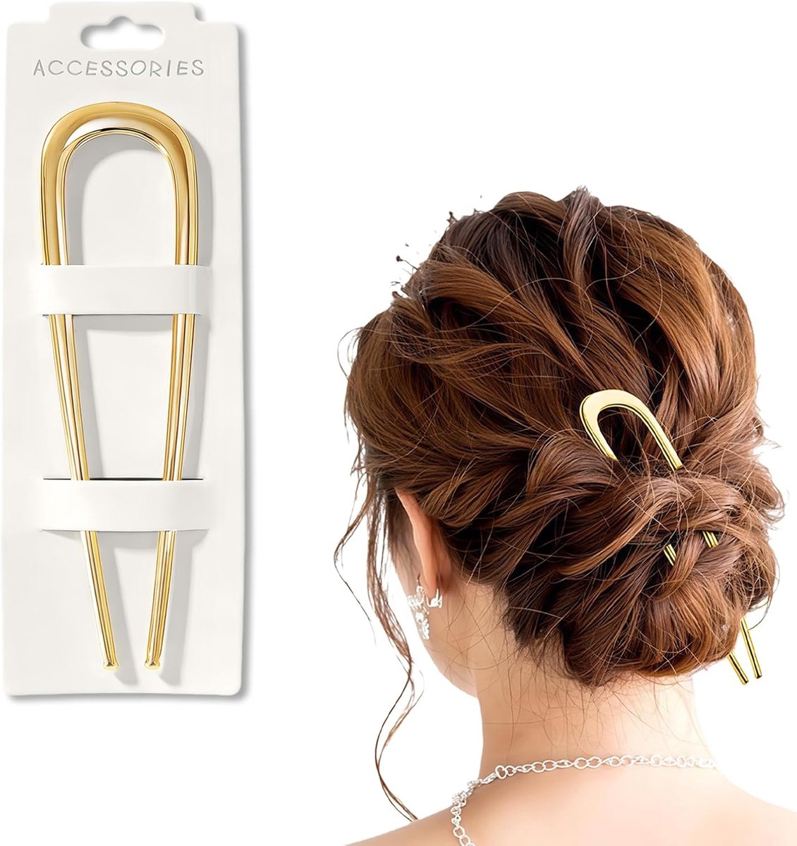 SnelShoppen - Franse Haarspeld U-vormig 14cm - Metalen Haarpin voor Opsteken, Bun & Twist - Grote Haarspeld voor Dikke Knoten - Perfect voor Vrouwen e