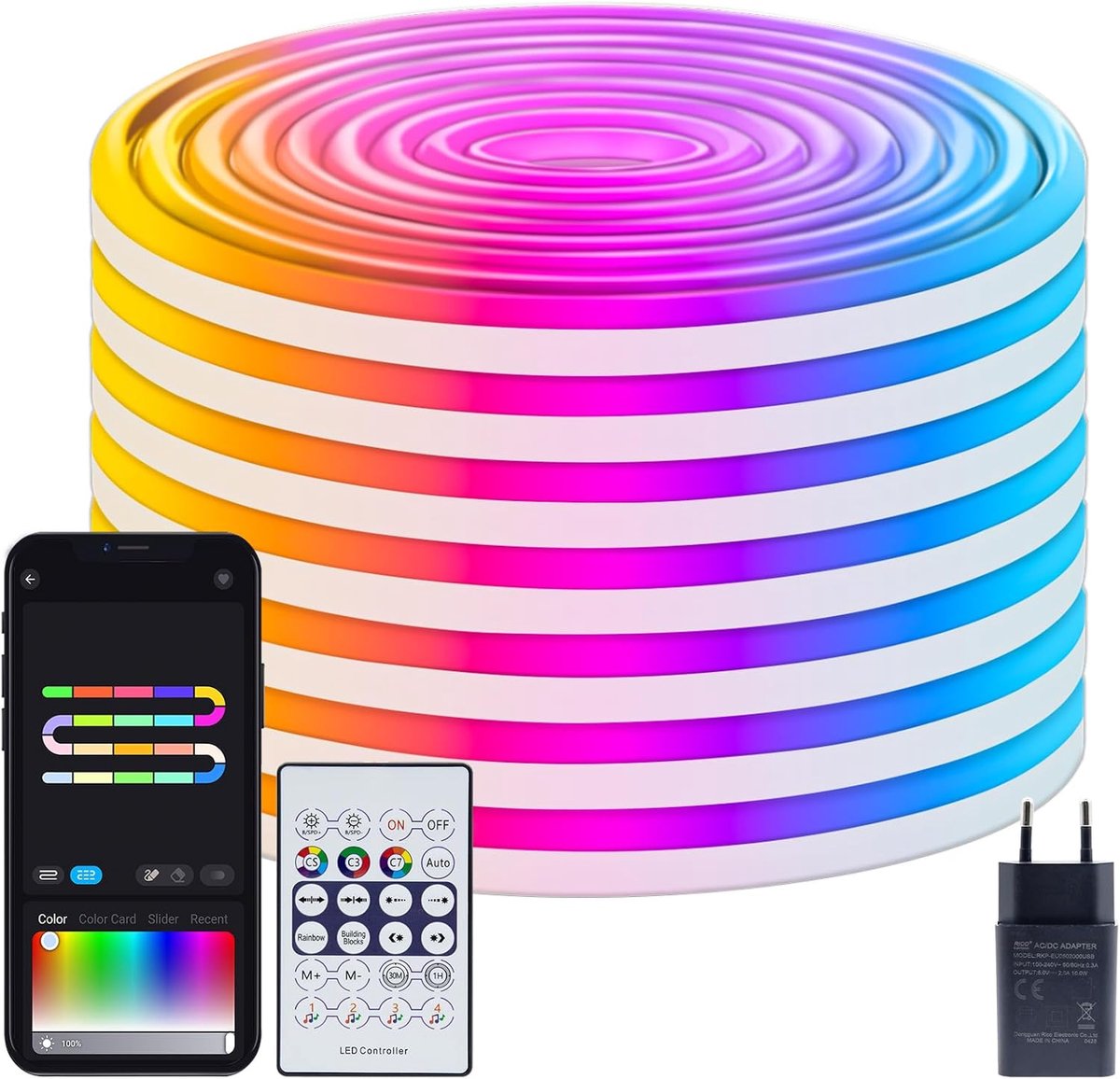 10 m Neon LED Strip met App Bedieningen en Muzieksynchronisatie - Flexibele RGB Lichtstrip voor Gaming en Slaapkamer Decoratie