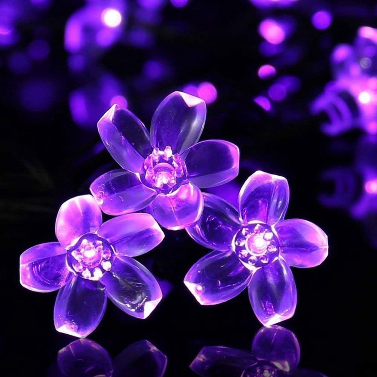 SnelShoppen - Solar Flower String Lights Outdoor 7M 50LED Waterproof Paars Bloemen Lichtjes - Tuin, Feest, Kerst, Bruiloft, Decoratie