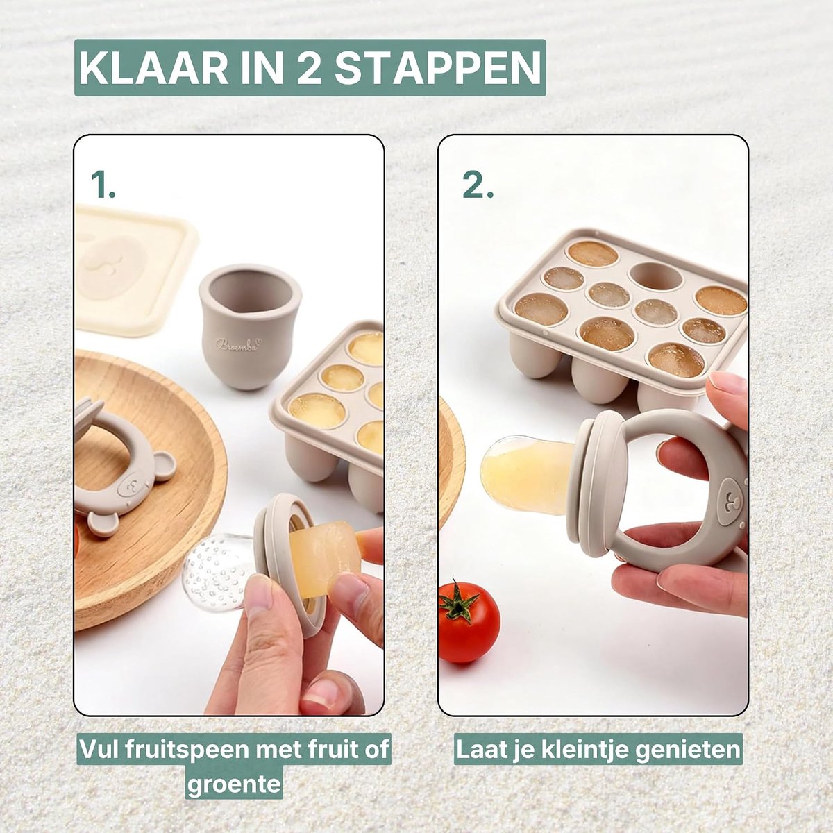 SnelShoppen - Baby Fruit Vacuum Cleaner Set van 2, Groene en Blauwe Siliconen Fopspeen met Bijtring - Fruit Fopspeen voor Fruit, Groenten en Babyvoedi