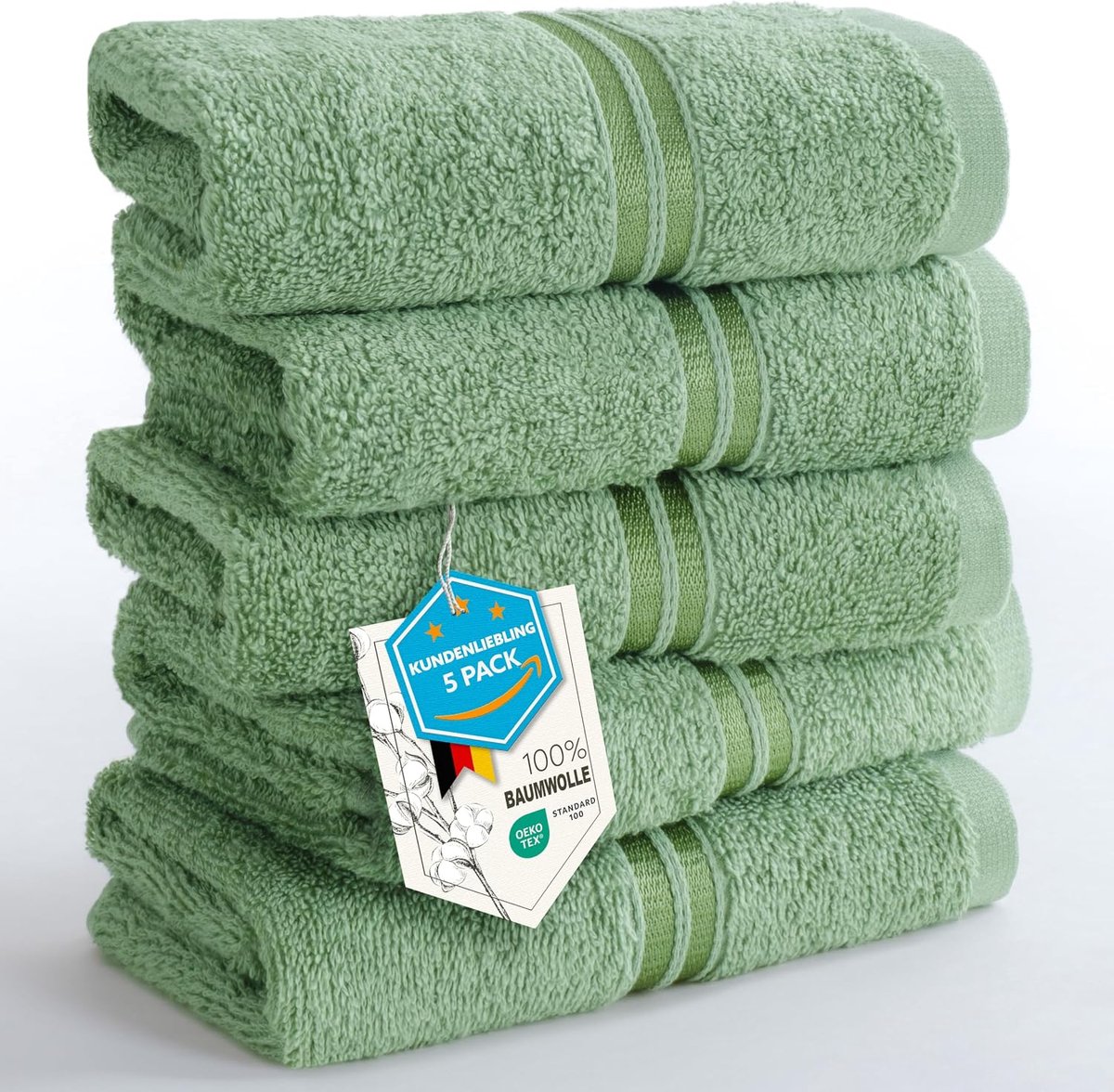 SnelShoppen - Hammetex Gastendoeken Set van 5 - 30x50 cm - 100% Katoen - Zacht en Absorberend - Met Hanglus - Perfect voor Keuken en Gastentoilet
