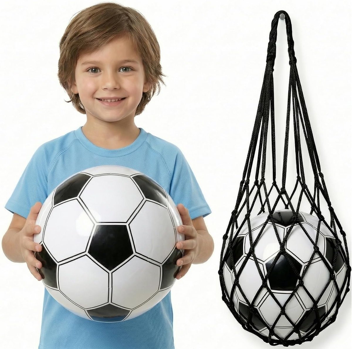 SnelShoppen - Opblaasbare Waterbal met Opbergnet, Mini Strandballen 40 cm, Duurzaam PVC, Kindvriendelijk, Voor Zwembad, Strand, Feest, Buitenactivitei