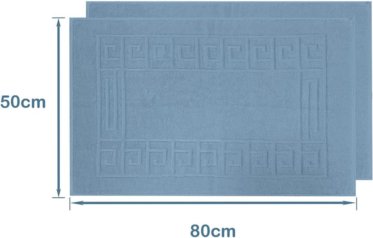 SnelShoppen - Badmatten Set van 2, 100% Katoen, Extra Zacht, Absorberend en Machinewasbaar, Gemaakt in Italië, Blauw, 50 x 80 cm