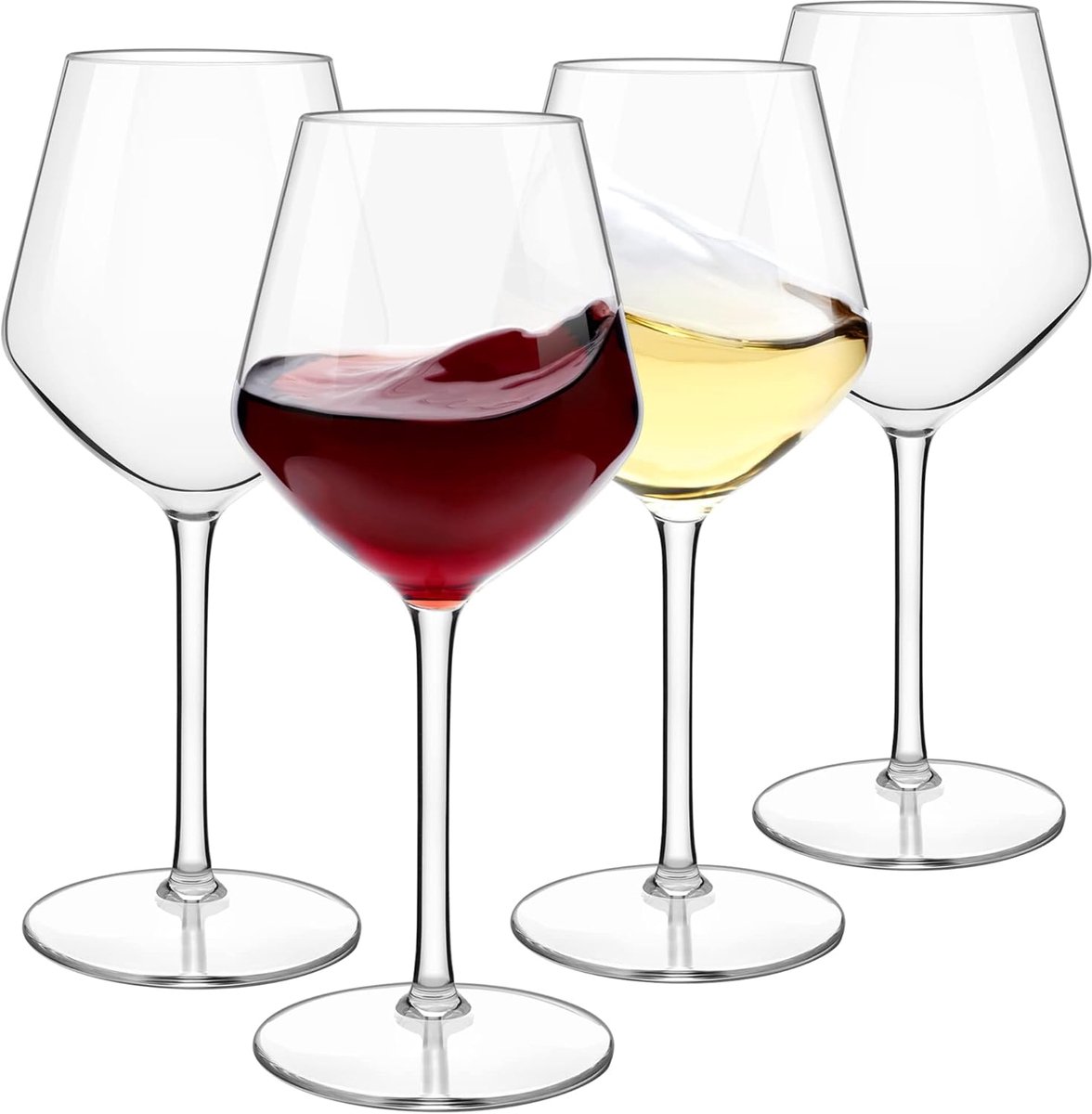 SnelShoppen - Drijvende Wijn Glazen voor Zwembad - Set van 4 - 550ml - Shatterproof Tritan Plastic Rode Witte Wijn Glazen met Handvat voor Feest, Camp