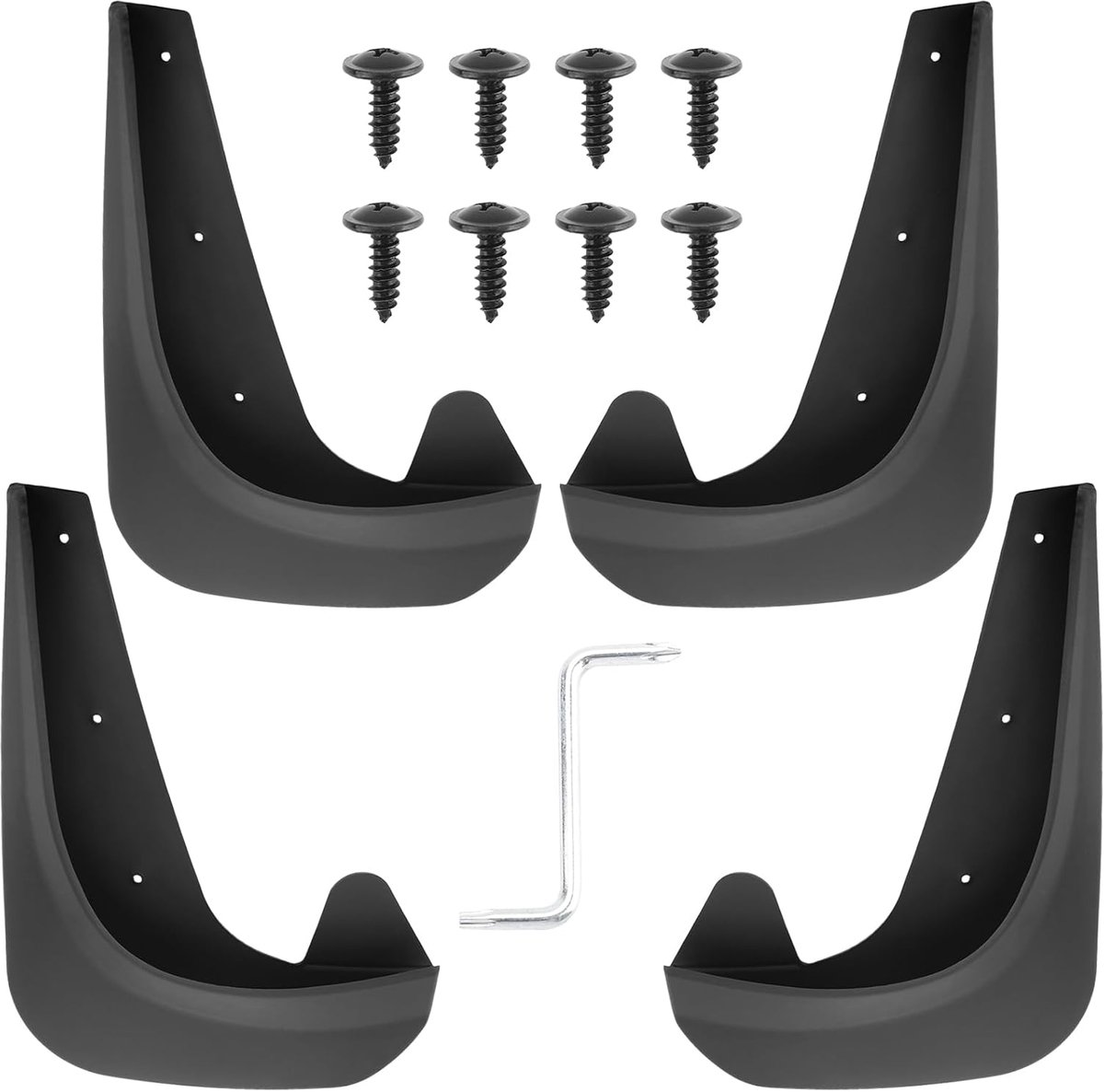 SnelShoppen - 4Pcs Universele Auto Modderflappen Mudguards - Voor Voor- en Achterwielen - Hoogwaardige Plastic Bescherming voor Auto, Van, SUV, Truck