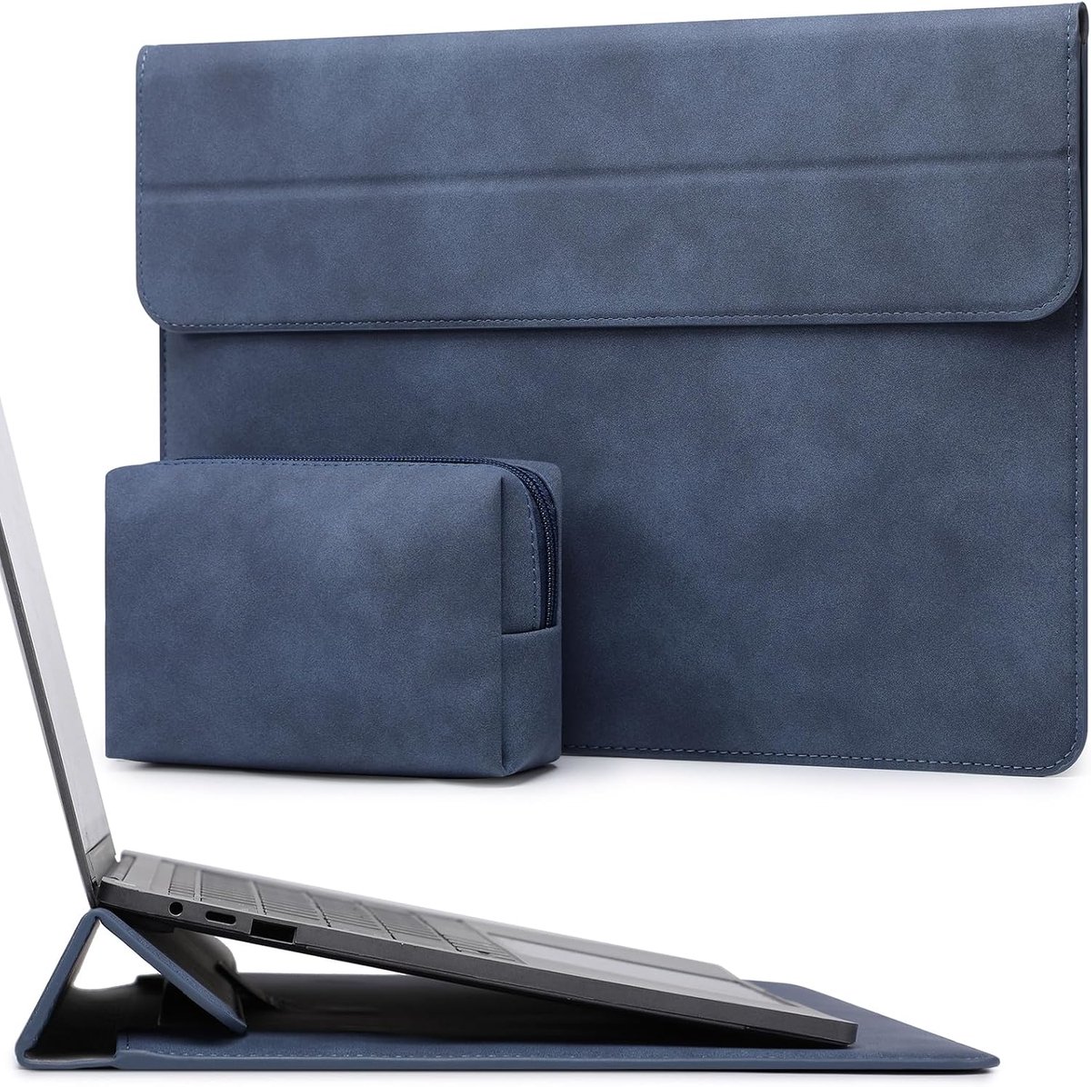 SnelShoppen - Laptop Sleeve Tas met Standfunctie voor 13.3-14 Inch Laptops, Geschikt voor MacBook Pro/Air, HP Spectre, Navy Blauw