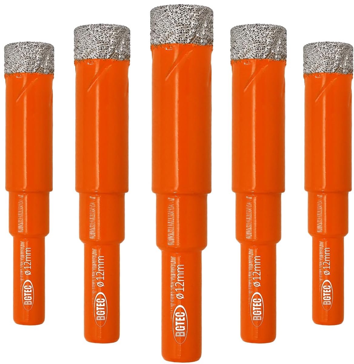 SnelShoppen - BGTEC Diamant Droogboorset 5 Stuks - 12 mm Gatzagen voor Graniet, Marmer, Metselwerk, Beton, Tegels, Keramiek, Glas en Hard Kunststof -