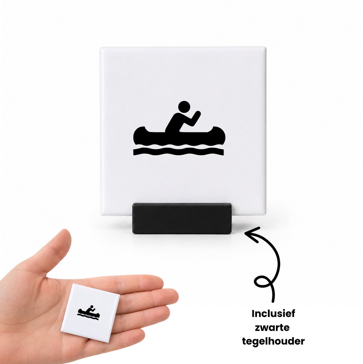 Hacebo Roeien tegeltje met tegelhouder - Roeien - Beste roeiers - tegeltjes met tekst - Sport - peddelen - cadeau - hobby - spreuktegels - 4.8x4.8 CM Wit