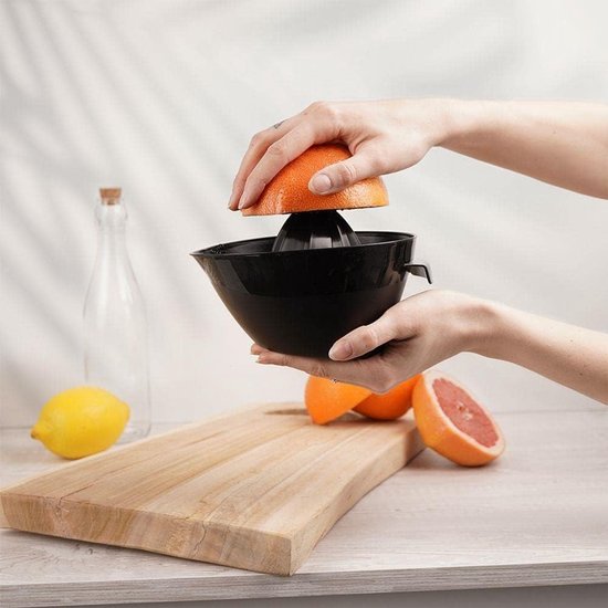 SnelShoppen - Handmatige Citruspers voor Grote Vruchten - Grapefruits, Sinaasappels, Zwarte Pers met Gootsteen en Zeef - Keukenaccessoire voor Vers Sa van Snelshoppen — afbeelding 3
