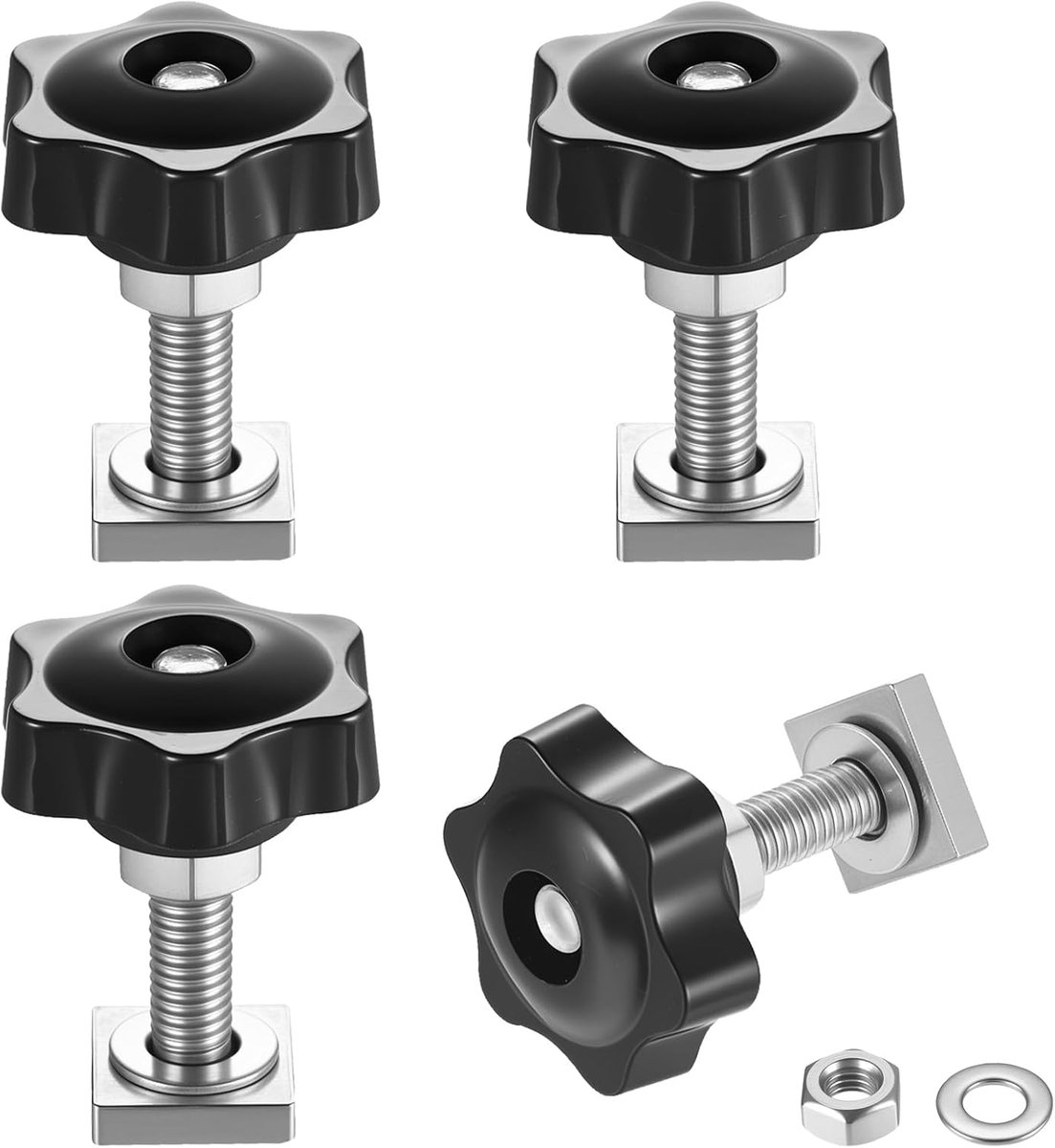 SnelShoppen - Set van 4 T-groefmoeren M8 x 40 mm, T-groefmoeren met stergreep, RVS, voor dakdrager adapter, raildrager, fietsdrager, dakbox
