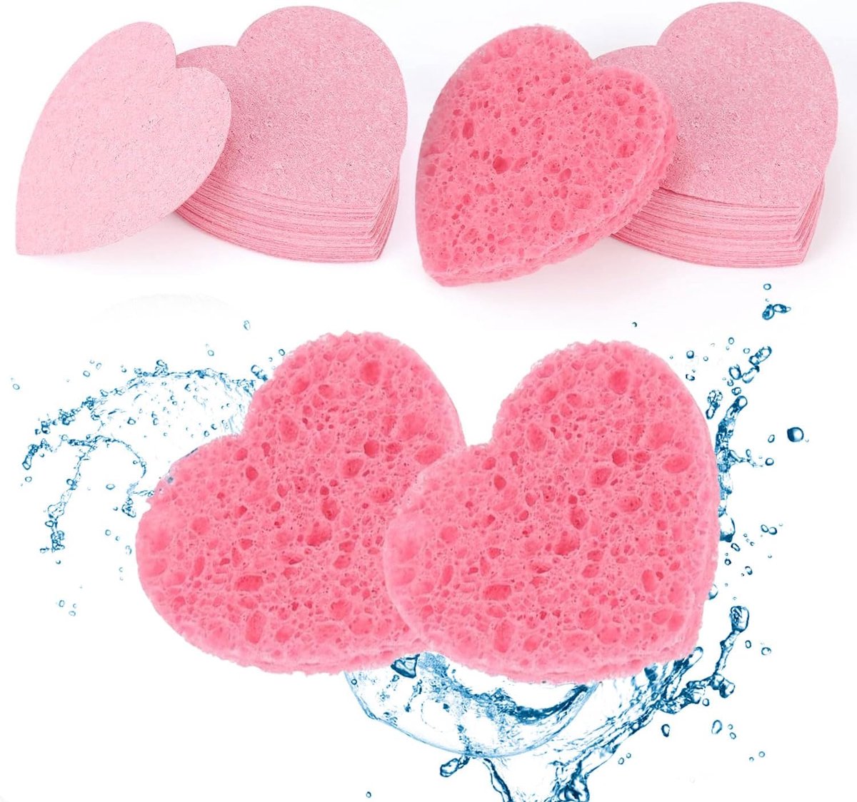 SnelShoppen - 80 Stuks Gecomprimeerde Gezichtssponzen, Zachte Cellulose Make-up Spons, Hartvormig, Wasbaar, Reinigingsspons voor Gezichtsreiniging en
